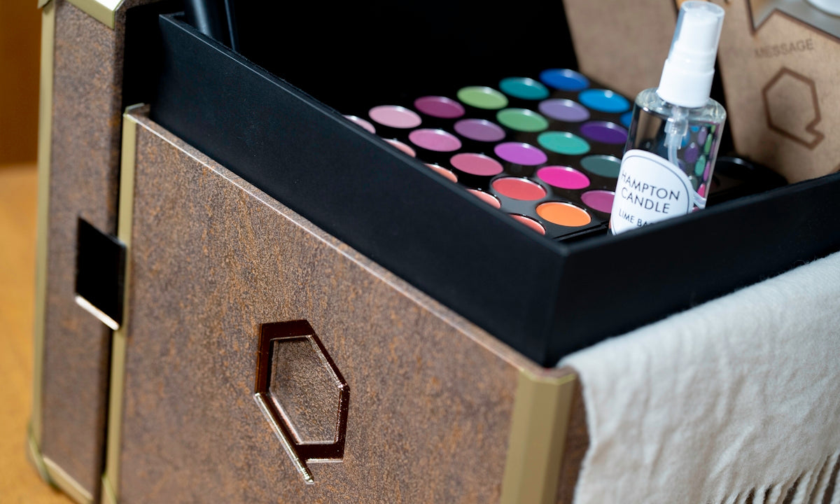 a black box with a group of objects in it