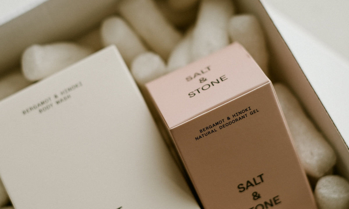 a box of salt and stone is sitting on a table