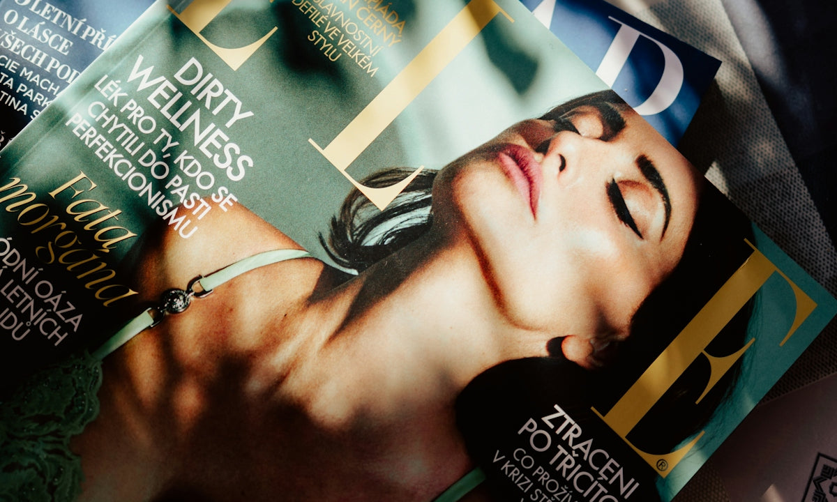 A magazine sitting on top of a table