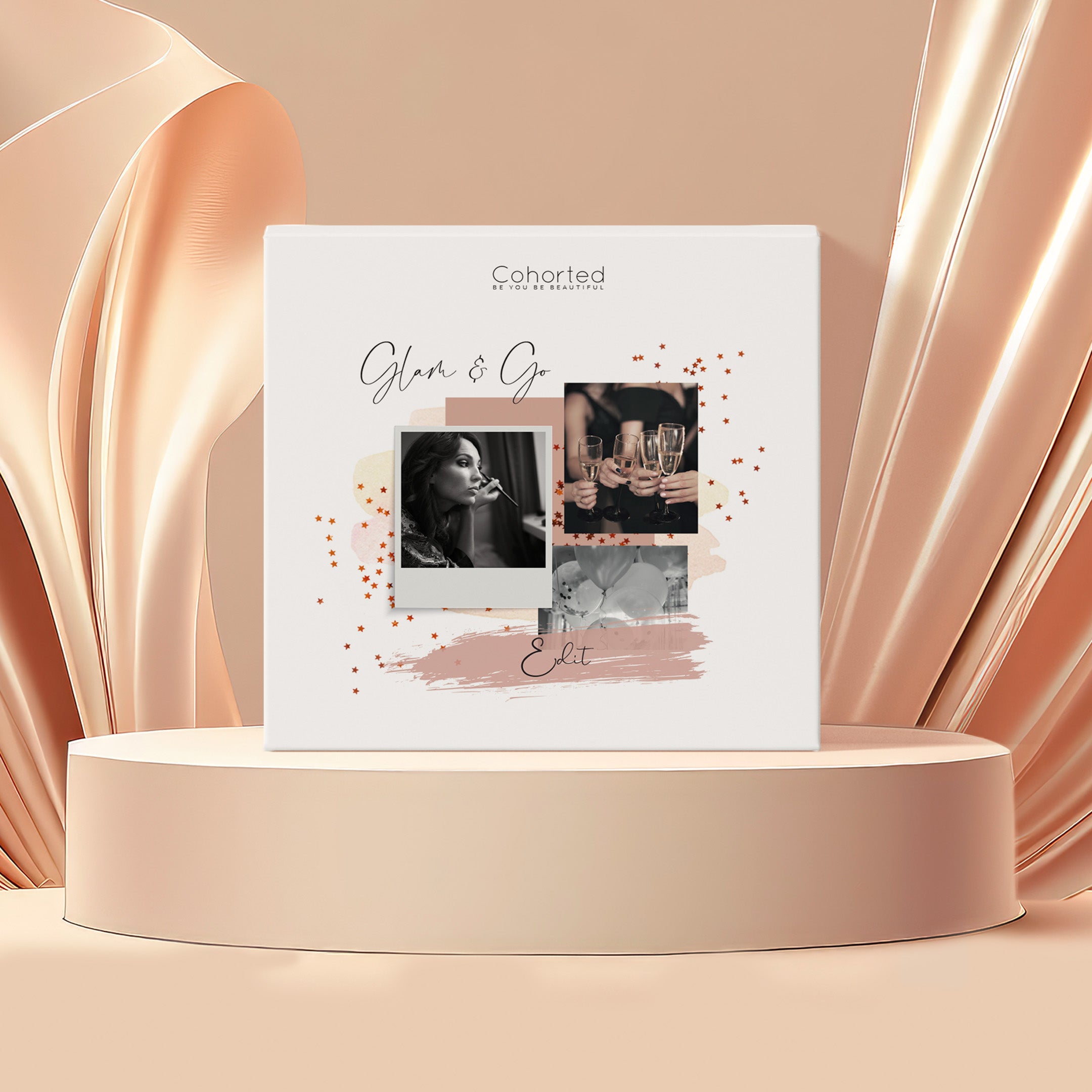 Cohorted, Beauty Box, Glam & Go, edit, luxury, exclusive, cosmetics, skincare, haircare, bodycare, gift, gifts, UK