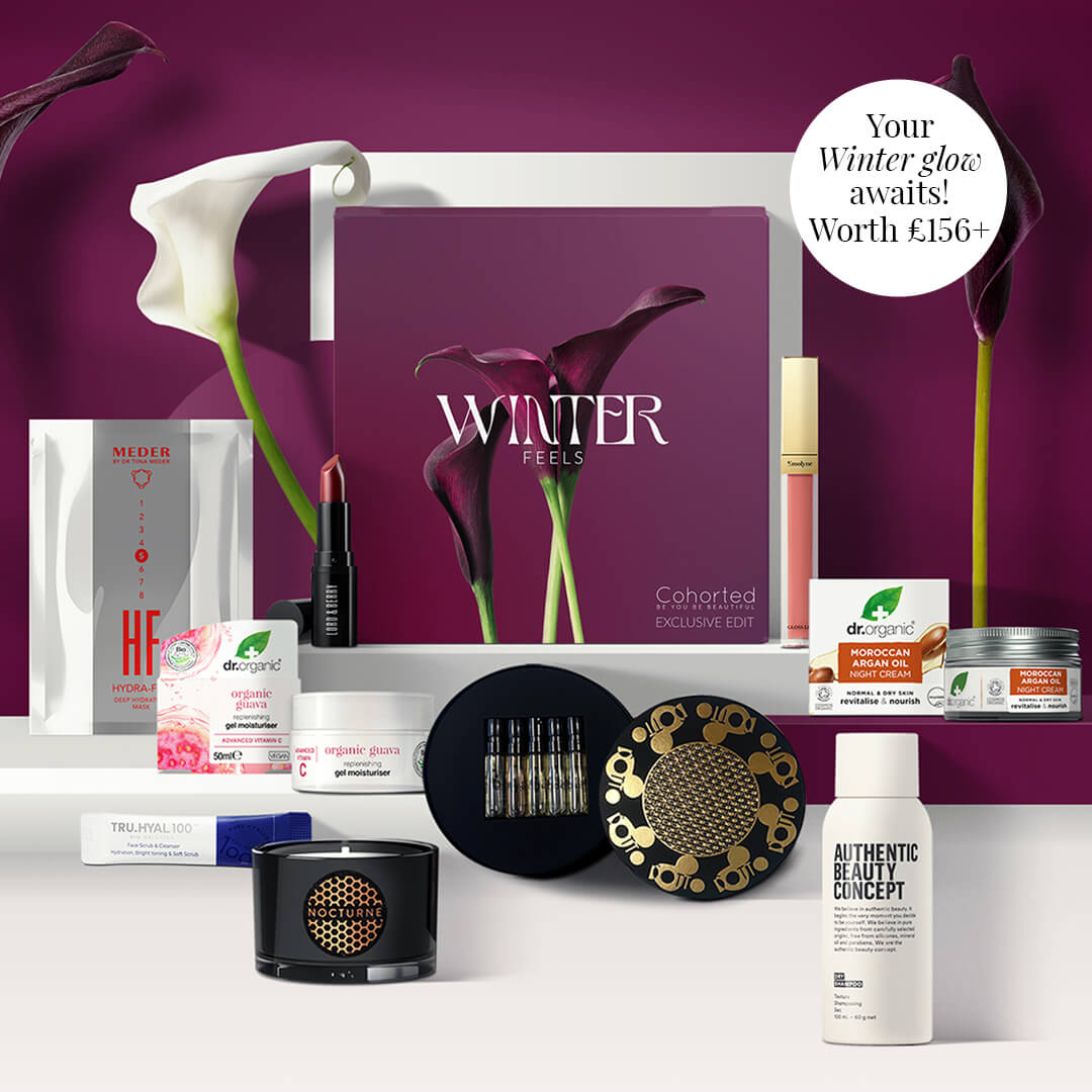 Cohorted, beauty box, winter feels, essentials, beauty, skincare, makeup, cosmetics, haircare, fragrance, home, UK, gift